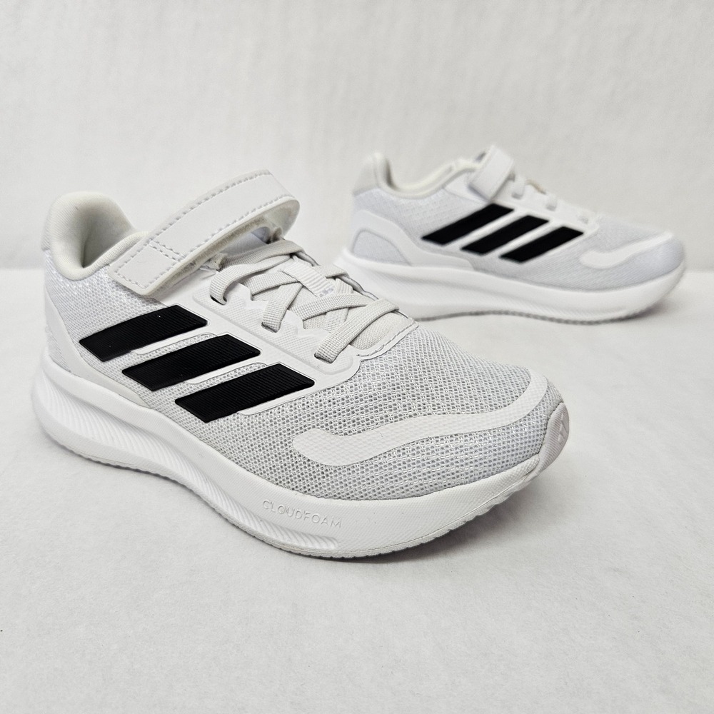Adidas Runfalcon 5 Running Shoes Hook and Loop IE8579 White Black Kids Size 11K